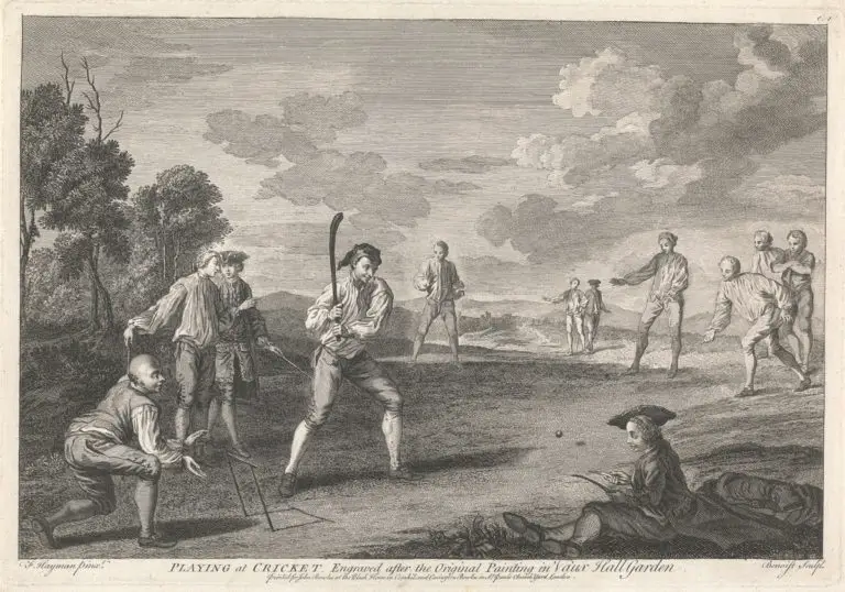 An old sketch of people playing cricket, one of the most popular sports that originates from the UK
