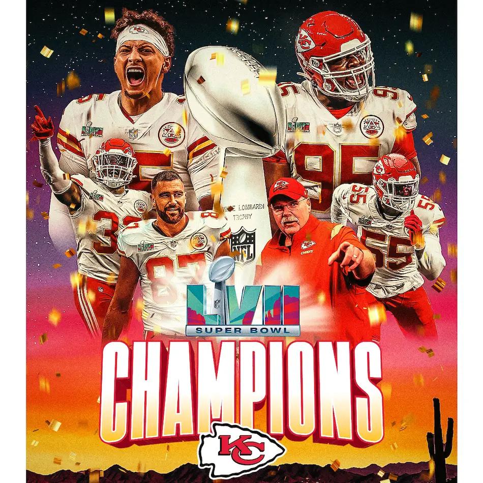 Super Bowl LVII Champions Poster showing Kansas City Players