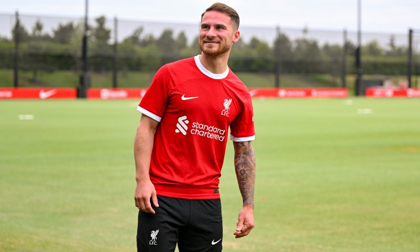 Alexis Mac Allister in Liverpool Home Kit after his transfer.