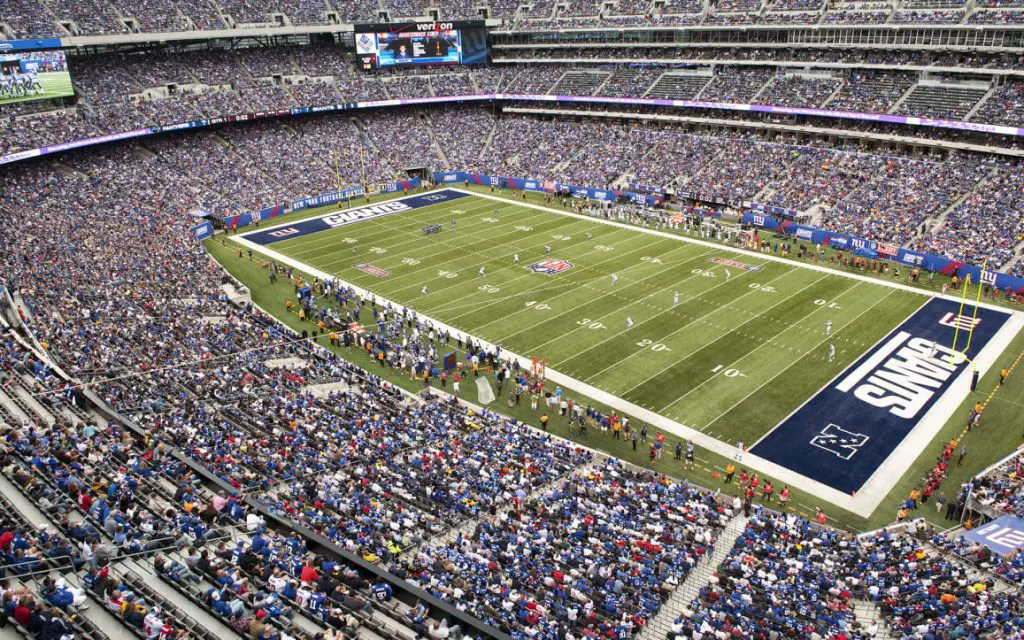 Packed stadium watching a New York Giants home game