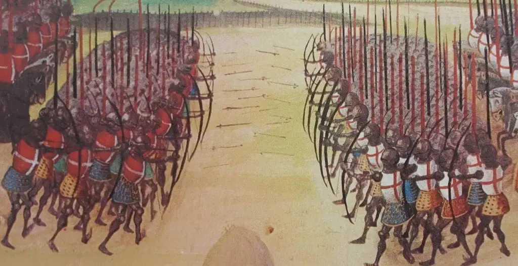 Painting showing archers in battle