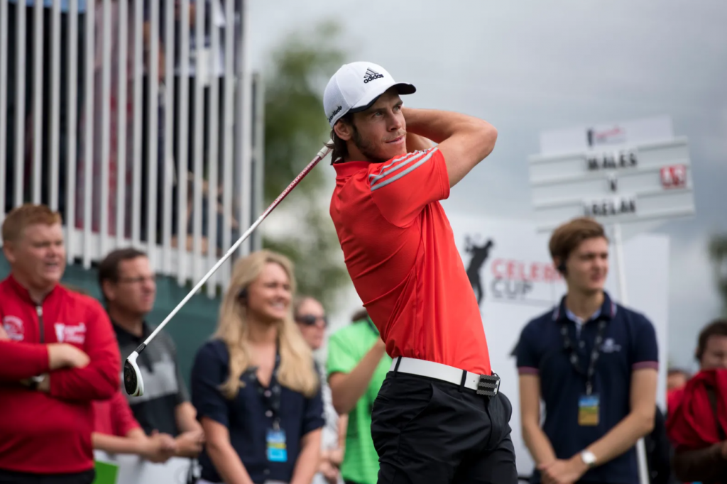 A multi-sport athlete - Ex-footballer Gareth Bale playing golf