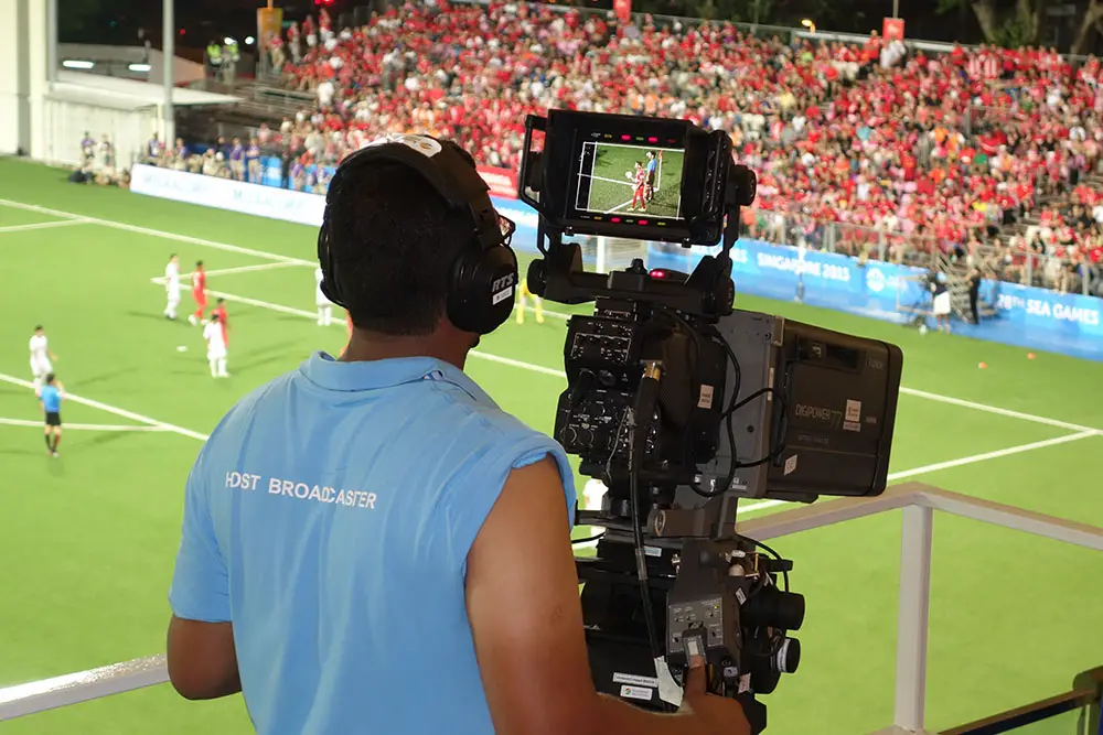 Live Sport game being filmed for broadcast on TV