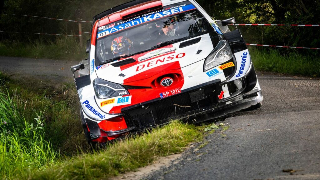 Seb Ogier racing in the WRC in Belgium