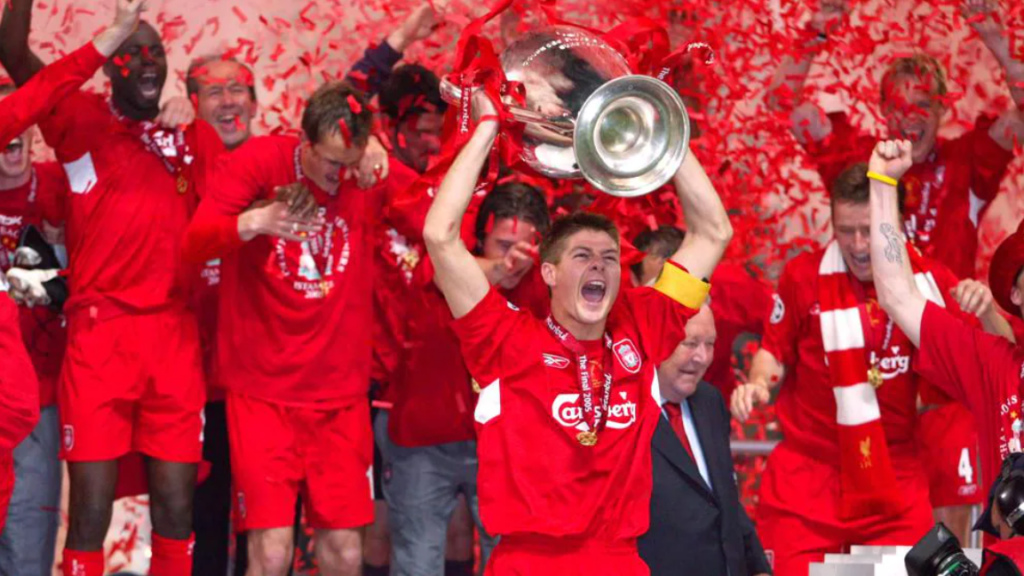 Liverpool 2005 Champions League - Steven Gerrard lifting the trophy