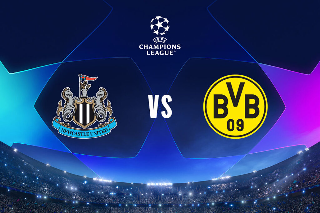 Newcastle vs Dortmund header image for their champions league tie