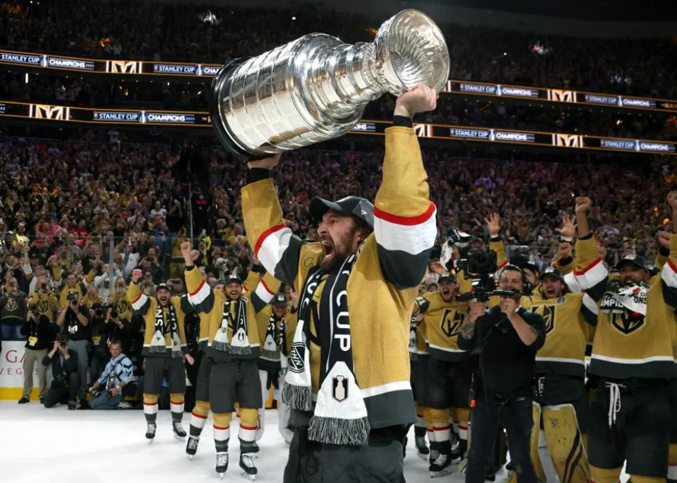 Vegas Golden Knights lifting the NHL's Stanley Cup