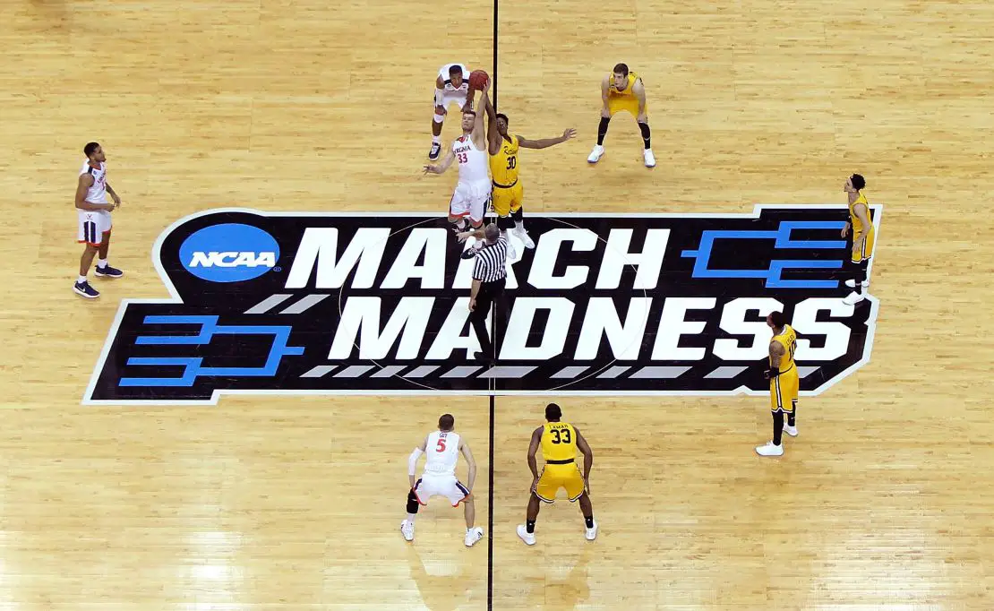 Game being played on the NCAA March Madness court